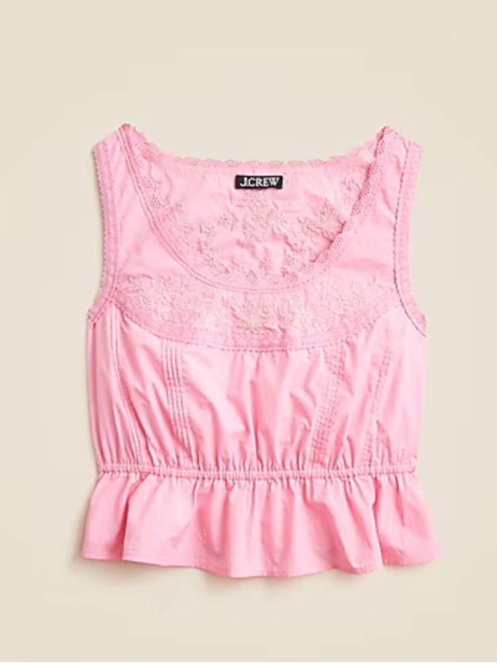 J.Crew Flutter-hem tank in cotton poplin frosted peony pink xs
